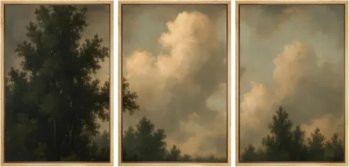Vista 50 de SIGNWIN Lienzo enmarcado para pared, juego de arte de campos pastorales, flores silvestres, campo rústico, paisaje, floral, ilustraciones modernas