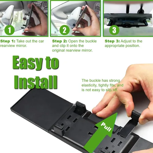 Vista 4 de Espejo retrovisor para auto de vidrio HD de 12 pulgadas, antirreflejos, con clip, panorámico, de gran angular, espejo retrovisor interior universal