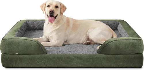 Vista 35 de L Plus - Cama ortopédica para perros grandes, sofá lavable para perros con espuma para huevos, forro impermeable y parte inferior antideslizante