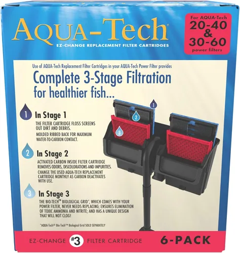 Vista 2 de Cartucho de filtro de acuario AQUA-Tech cambio EZ, Paquete de 6