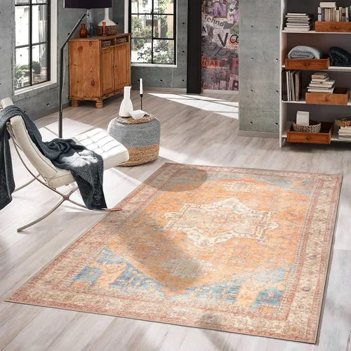 Vista 13 de GLN Rugs Traditional Collection - Alfombra de felpilla lavable a máquina, tradicional lavable, antideslizante, alfombra de felpilla de pelo corto