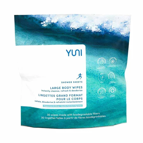 Vista 11 de YUNI Beauty Toallitas corporales grandes, menta cítrica, 12 unidades, compostables, biodegradables, limpiador corporal sin enjuague, alternativa