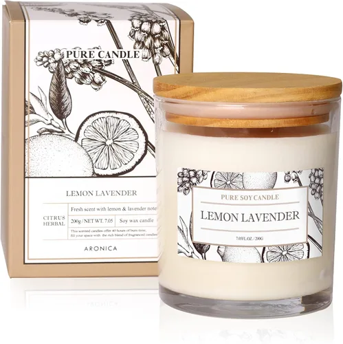 Vista 13 de Aronica Regalos de Anfitriona de Alta Gama para Mujer, Vela de Bambú y Jazmín, Velas de Soja para el Hogar Perfumado, Velas Naturales de Verano