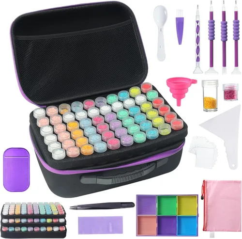 Vista 9 de Douorgan Contenedores de Almacenamiento de Pintura de Diamante Accesorios y Herramientas Organizador Portátil de Pintura de Diamante Estuche