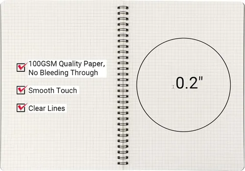 Vista 3 de EUSOAR Cuaderno de espiral de papel cuadriculado, B5, paquete de 3 unidades de 7.3 x 10.2 pulgadas, 120 páginas, cuaderno de papel de tapa dura