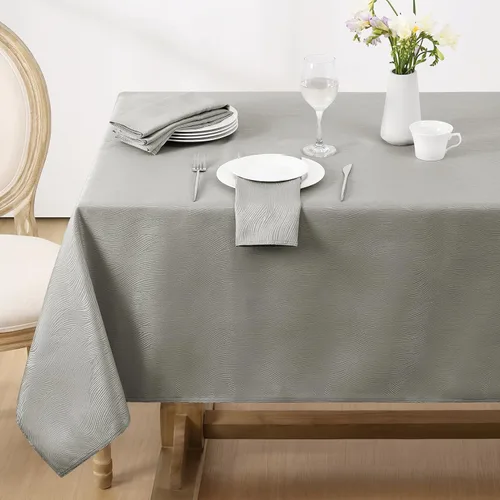 Vista 16 de Softalker Mantel rectangular de jacquard, diseño de remolinos, impermeable, resistente a las manchas, sin arrugas, tela de gran peso para Beige