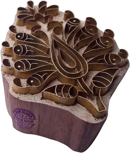 Vista 26 de Sello de Arcilla de Madera con Patrón de Loto de Latón para Impresión Rural BSCtag001