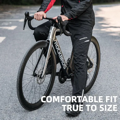 Vista 4 de ROCKBROS Pantalones de ciclismo para hombre, resistentes al viento, de forro polar térmico, para invierno, atléticos, para ciclismo, clima frío