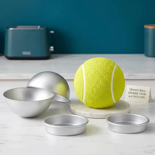 Vista 6 de Hedume Juego de 8 moldes esféricos para tartas, 6.5 pulgadas para hacer bolitas deportivas 3D para crear cualquier pastel en forma de bola, incluye