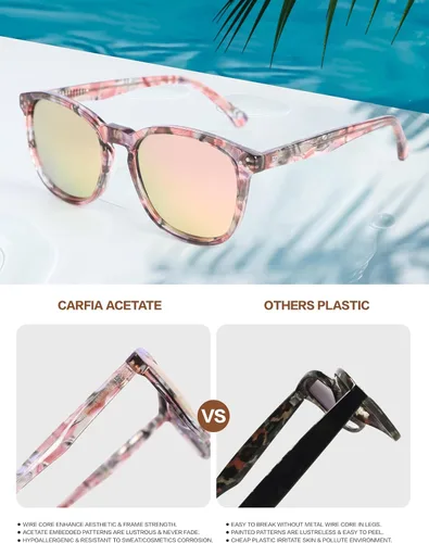Vista 25 de Gafas de sol polarizadas para mujer con protección UV para mujer, a la moda, grandes sombras con marco de acetato BC2110
