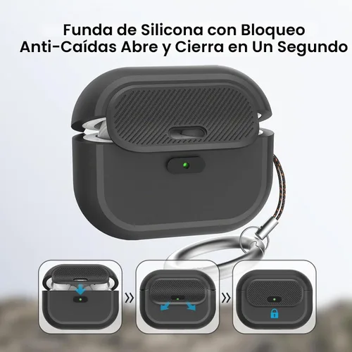 Vista 3 de TRONWIN Funda para AirPods Pro 2, [con bloqueo] Funda para AirPods Pro de una pieza (2ª/1ª generación), funda protectora completa de silicona suave