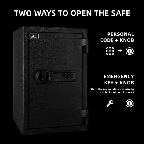 Vista 6 de TIGERKING Caja fuerte ignífuga, 1.8 pies cúbicos, caja de seguridad digital grande de acero con teclado de botón de código, resistente para el hogar