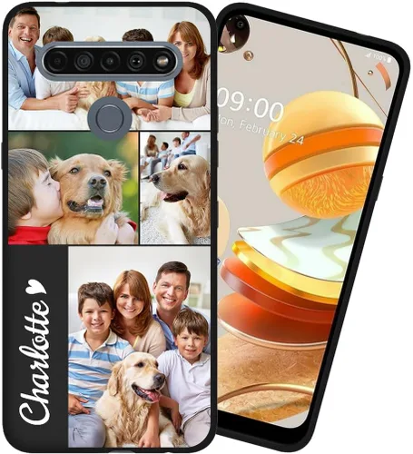 Vista 2 de Styletify Funda de teléfono personalizada para LG k61, collages de múltiples imágenes, funda personalizada con texto fotográfico, funda protectora a