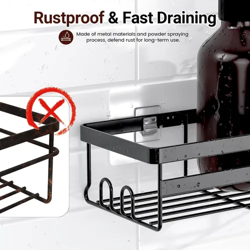 Vista 5 de WOWBOX Paquete de 2 organizadores de ducha – Estante de ducha colgante adhesivo – Organizadores y almacenamiento de baño y cocina, estantes de ducha