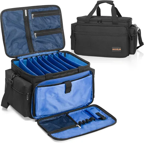 Vista 7 de AKOZLIN Bolsa Organizadora de Archivos de Cable con Divisores Desmontables para Equipo de DJ, Accesorios de Instrumentos de Sonido
