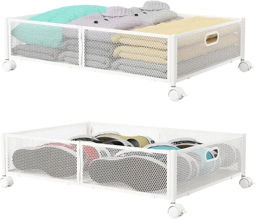 Vista 15 de Contenedor de Almacenamiento Debajo de la Cama con Ruedas, Organizador de Cajones de Almacenamiento para Zapatos Debajo de la Cama, Contenedores