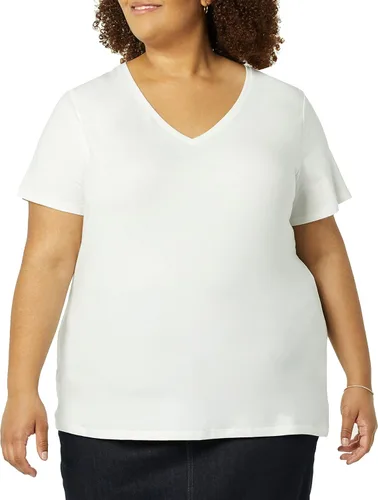 Vista 2 de Tienda Essentials Camiseta de manga corta con cuello en V para mujer, paquete múltiple