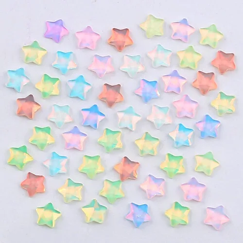 Vista 6 de 50 dijes de uñas Kawaii de estrella moca de 0.236 pulgadas para uñas, mini estrellas 3D, diamantes de imitación de uñas con parte trasera plana