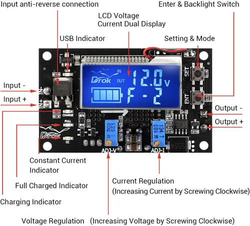 Vista 7 de DROK Paquete de convertidor Buck Boost 4A 35W y 4A 60W DC