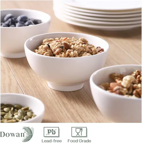 Vista 3 de Cuencos para postre/arroz Dowan de 10 oz, 4 paquetes, color blanco, apilable