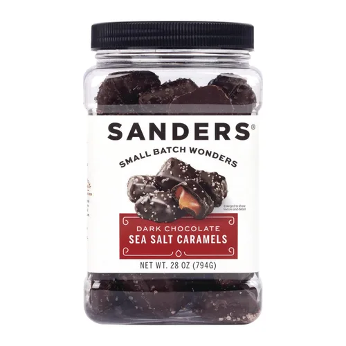 Vista 5 de Sanders Mini bocados de chocolate oscuro con sal marina y caramelo, 3.75 onzas, bolsa resellable