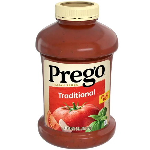 Vista 24 de Prego Tomate grueso con salsa de pasta de ajo y cebolla, tarro de 24 onzas
