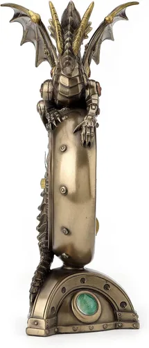 Vista 2 de Veronese Design Reloj de mesa Steampunk con acabado de bronce dragón con relojes móviles