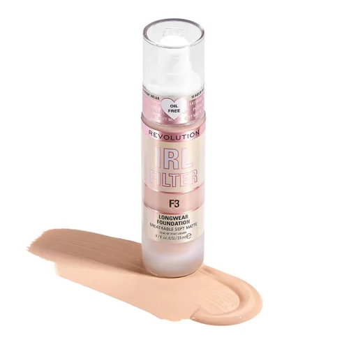 Vista 11 de Revolution IRL Filter Longwear Foundation, F7 Fórmula suave y transpirable, cobertura media a completa, acabado mate, vegano y libre de crueldad