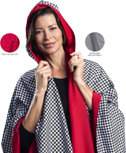 Vista 2 de RainCaper Capa de lluvia para mujer, poncho con capucha, reversible, magnífico y ultrasuave