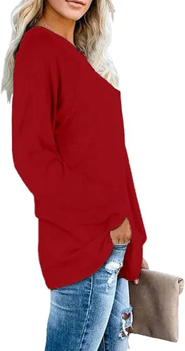 Vista 4 de Qearal Túnicas para mujer, de manga larga, holgadas, casuales, sin botones