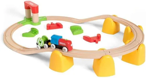 Vista 7 de BRIO World 33710 - Mi primer tren de batería ferroviario Juego de 25 piezas de tren de madera para niños pequeños Incluye accesorios y pistas
