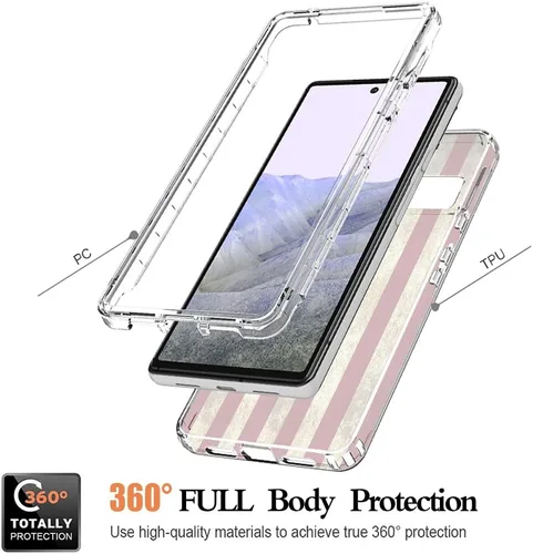 Vista 3 de Funda para Pixel 6 Pro, para Google 6Pro G8VOU, cubierta protectora de cuerpo completo con bonito patrón de bandera transparente para Google Pixel 6