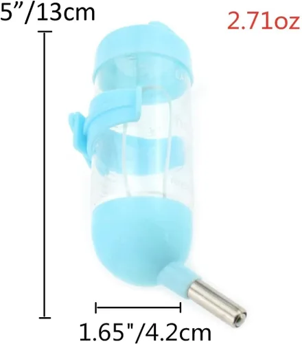 Vista 5 de Botella de agua de hámster 3 en 1 + rueda de ejercicio con platillo volador para hámster enano, ratón, erizo (azul)