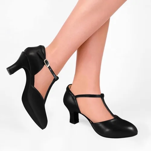 Vista 5 de Zapatos de baile de salón latino para mujer, zapatos de tacón para boda, con correa en T
