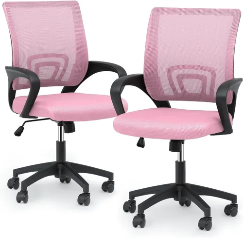 Vista 10 de Magshion Silla de oficina, silla ergonómica de escritorio de malla con respaldo medio, silla de computadora con ruedas con soporte lumbar y cómodos