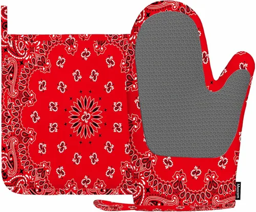Vista 22 de Mxocom Juego de manoplas de horno y soportes para ollas de plátano con rodajas, de silicona, resistentes al calor, para horno de cocina, soporte