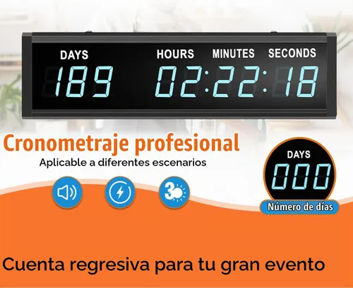 Vista 4 de Blue 1.8" 9Digits Large LED Cuenta Regresiva Cuenta Arriba Días Reloj con Evento Navideño Remoto Azul