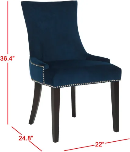 Vista 6 de Safavieh Mercer Collection Lester Navy/Espresso (juego de 2) Silla de comedor marino