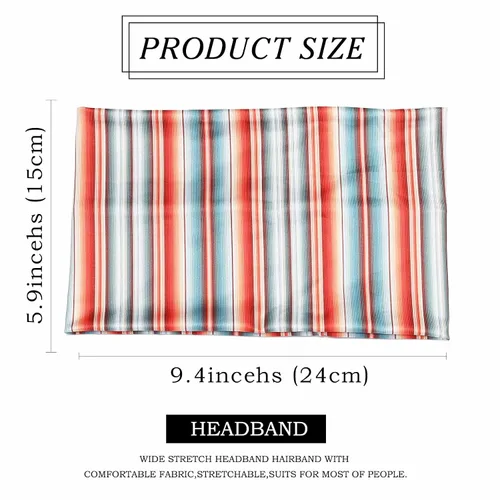 Vista 5 de Olbye Diademas bohemias anchas elásticas y antideslizantes para mujer y niña - para entrenamiento, yoga, correr, banda para el sudor, pañuelos