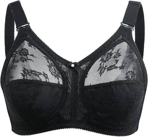 Vista 4 de TELIMUSSTO Sujetador de encaje floral para mujer, talla grande, sujeción firme, sin alambre, sin relleno, cobertura completa, minimizador