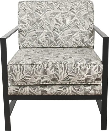 Vista 3 de HomePop Silla decorativa moderna con marco de metal, decoración del hogar Homepop, sillas decorativas para sala de estar y dormitorio, líneas grises