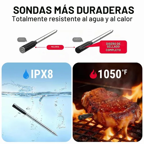 Vista 2 de TempPro TempSpike - Termómetro inalámbrico para carne de 500 pies con sonda
