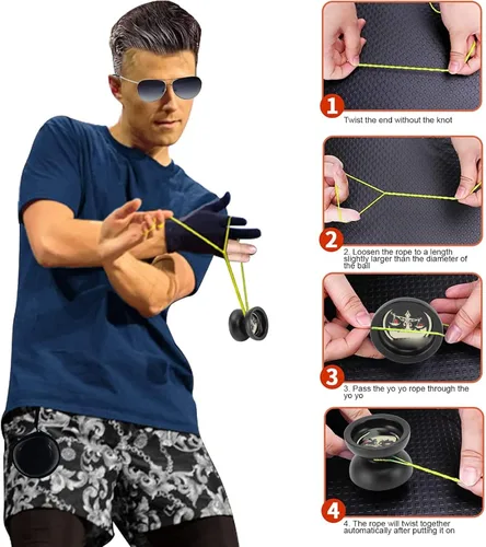 Vista 3 de Yoyo Ball profesional sin respuesta de aleación de aluminio de alto rendimiento Yo Yo para adolescentes y adultos Ejercicio manos en habilidad