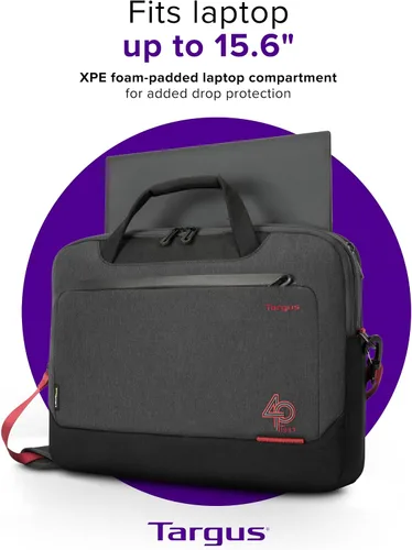 Vista 3 de Targus Maletín EcoSmart Cypress para el 40 aniversario, se adapta a portátiles de hasta 15.6 pulgadas, mochila ecológica hecha de 21 botellas de PET