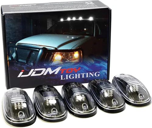 Vista 11 de iJDMTOY 5 luces LED ámbar para techo de cabina compatibles con camiones SUV 4x4 (lámparas de lente transparente)