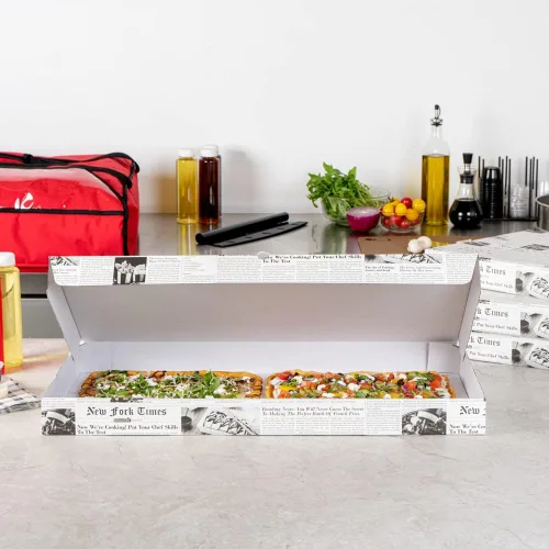 Vista 79 de Restaurantware - Cajas para pizza, 50 unidades, 14 x 7 x 1.5 pulgadas, embalaje de papel de cartón corrugado con bloqueo de pestañas, resistente a