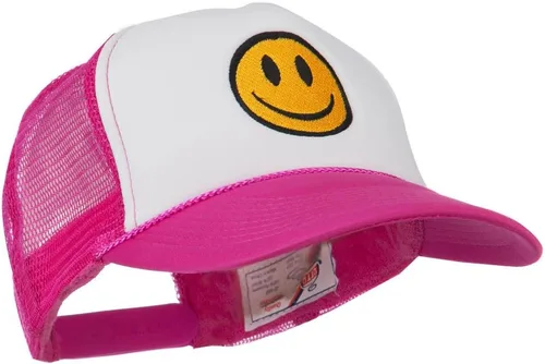 Vista 5 de e4Hats.com Gorra trasera de malla de espuma bordada Smile Face
