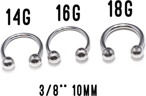 Vista 2 de Kit de 12 piercings para tabique, clicker, aro de nariz, aro de herradura, barra circular de tamaño mixto, agujas de perforación de acero quirúrgico