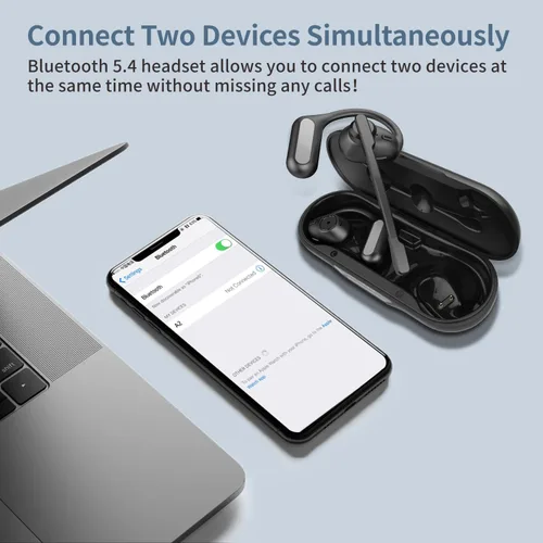 Vista 6 de BANIGIPA Auriculares de oreja abierta con micrófono de brazo desmontable, auriculares Bluetooth 5.4 con micrófono de cancelación de ruido