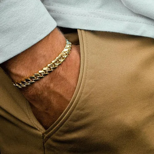 Vista 5 de Stainless Steel Cuban Chain Bracelets for Men Women 6.577.589inch Stainless Steel Bracelet Gold Plating Silver Stainless Steel Fashion Jewelry